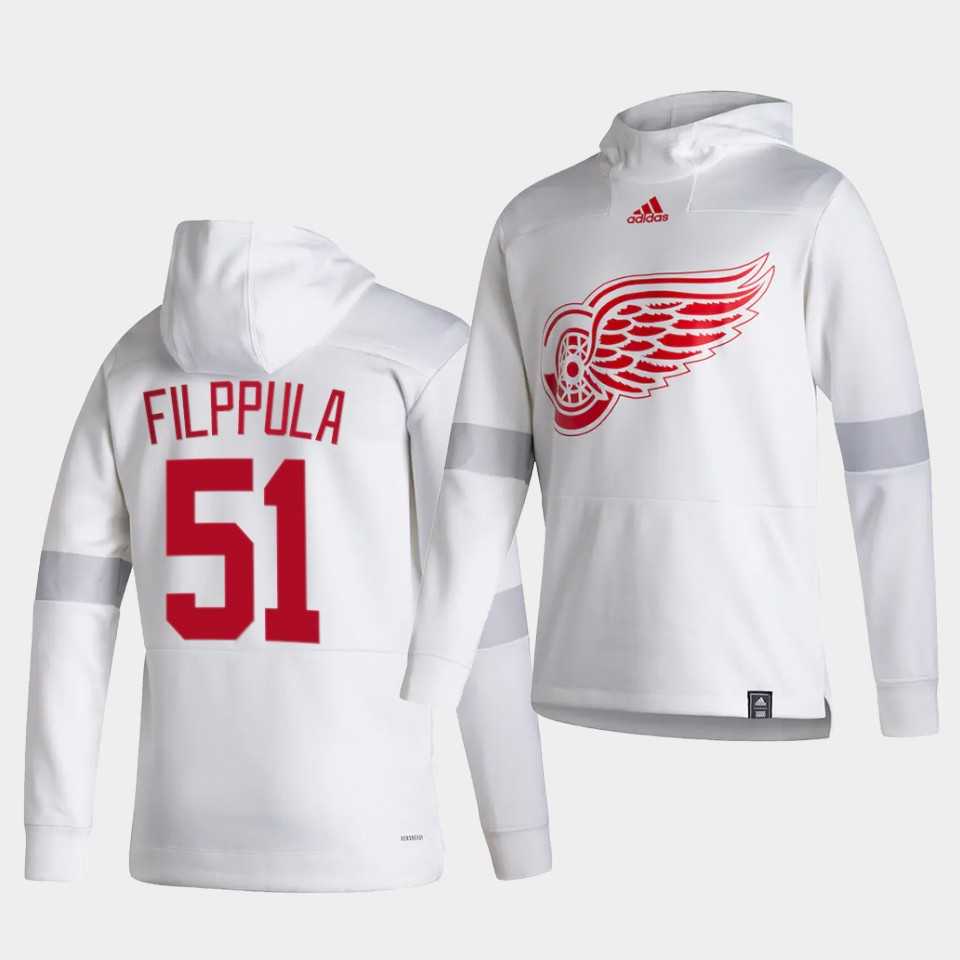 Men Detroit Red Wings 51 Filppula White NHL 2021 Adidas Pullover Hoodie Jersey